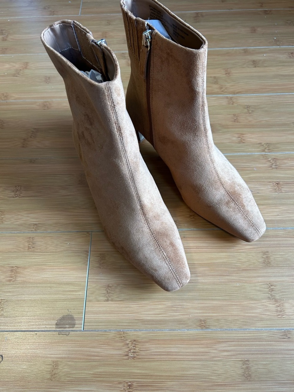 J. Crew Emmie Sueded Snip Toe Tan Ankle Booties - Picture 2 of 7